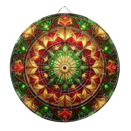 Red Green Decorative Floral Dartboard ダーツボード (正面)