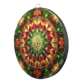 Red Green Decorative Floral Dartboard ダーツボード (正面右)