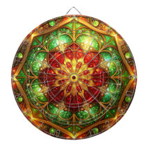 Red Green Decorative Floral Dartboard