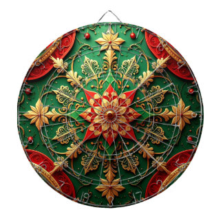 Red Green Decorative Floral Dartboard ダーツボード