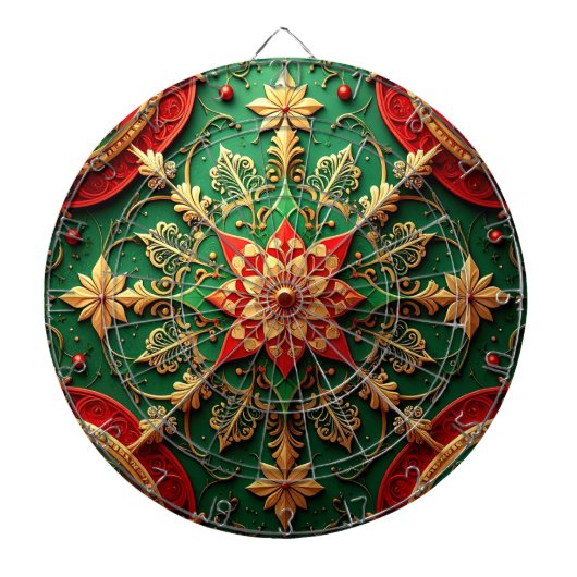 Red Green Decorative Floral Dartboard ダーツボード (正面)