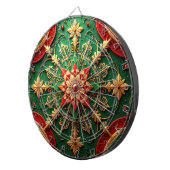 Red Green Decorative Floral Dartboard ダーツボード (正面右)
