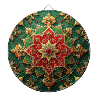 Red Green Decorative Floral Dartboard ダーツボード