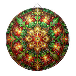 Red Green Decorative Floral Dartboard ダーツボード