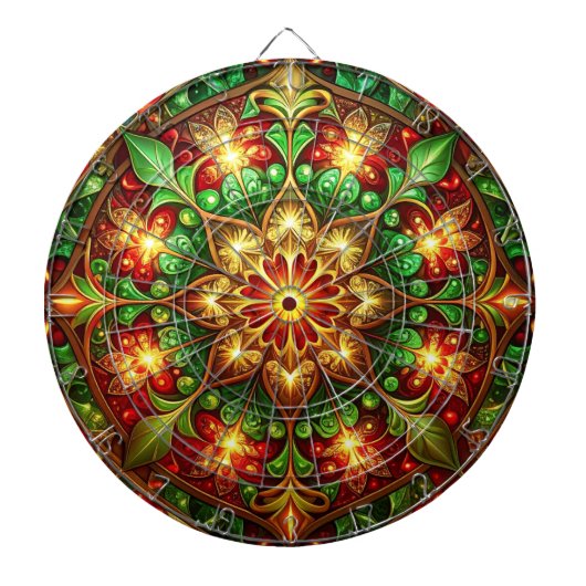 Red Green Decorative Floral Dartboard ダーツボード (正面)