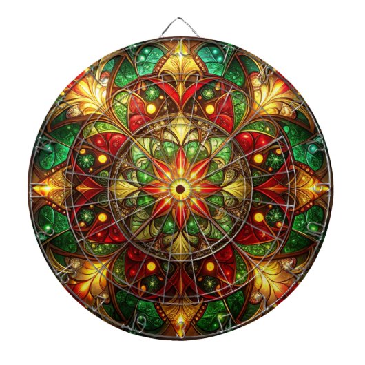 Red Green Decorative Floral Dartboard ダーツボード (正面)