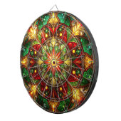 Red Green Decorative Floral Dartboard ダーツボード (正面右)