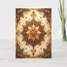 Red Green Decorative Holiday Card カード