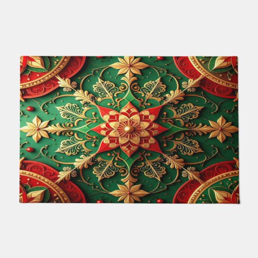 Red Green Decorative Holiday Doormat ドアマット (正面)
