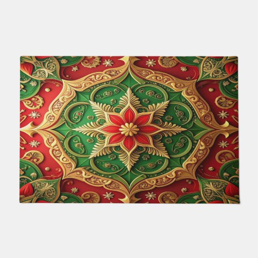 Red Green Decorative Holiday Doormat ドアマット (正面)