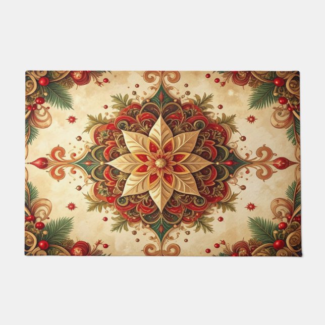 Red Green Decorative Holiday Doormat ドアマット (正面)