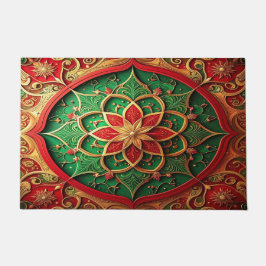 Red Green Decorative Holiday Doormat ドアマット