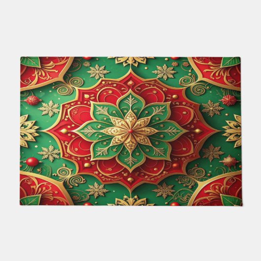 Red Green Decorative Holiday Doormat ドアマット (正面)