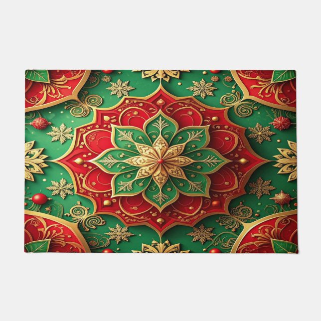 Red Green Decorative Holiday Doormat ドアマット (正面)