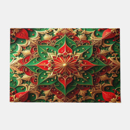 Red Green Decorative Holiday Doormat ドアマット