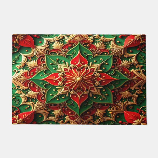 Red Green Decorative Holiday Doormat ドアマット (正面)