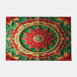 Red Green Decorative Holiday Doormat ドアマット