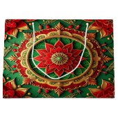 Red Green Decorative Holiday Gift Bag ラージペーパーバッグ (正面)