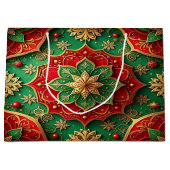 Red Green Decorative Holiday Gift Bag ラージペーパーバッグ (正面)