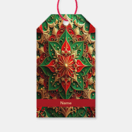 Red Green Decorative Holiday Gift Tag ギフトタグ