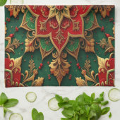 Red Green Decorative Holiday Kitchen Towel キッチンタオル (折り畳み)