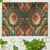 Red Green Decorative Holiday Kitchen Towel キッチンタオル (折り畳み)