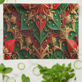 Red Green Decorative Holiday Kitchen Towel キッチンタオル (折り畳み)