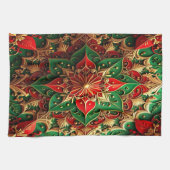 Red Green Decorative Holiday Kitchen Towel キッチンタオル (横)