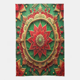 Red Green Decorative Holiday Kitchen Towel キッチンタオル