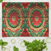 Red Green Decorative Holiday Kitchen Towel キッチンタオル (折り畳み)