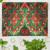 Red Green Decorative Holiday Kitchen Towel キッチンタオル (折り畳み)