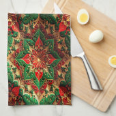 Red Green Decorative Holiday Kitchen Towel キッチンタオル (四つ折り)
