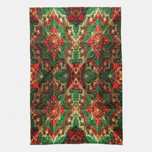 Red Green Decorative Holiday Kitchen Towel キッチンタオル (縦)