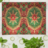 Red Green Decorative Holiday Kitchen Towel キッチンタオル (折り畳み)