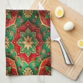 Red Green Decorative Holiday Kitchen Towel キッチンタオル (四つ折り)