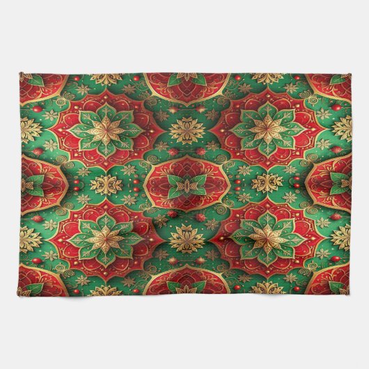 Red Green Decorative Holiday Kitchen Towel キッチンタオル (横)