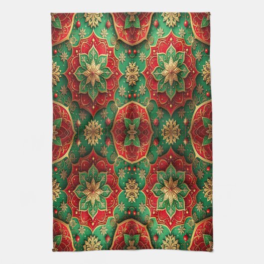 Red Green Decorative Holiday Kitchen Towel キッチンタオル (縦)