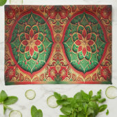 Red Green Decorative Holiday Kitchen Towel キッチンタオル (折り畳み)