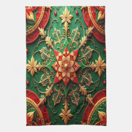 Red Green Decorative Holiday Kitchen Towel キッチンタオル