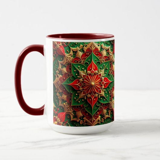 Red Green Decorative Holiday Mug マグカップ (左)