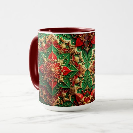 Red Green Decorative Holiday Mug マグカップ (正面左)