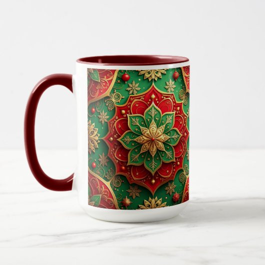 Red Green Decorative Holiday Mug マグカップ (左)