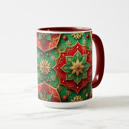 Red Green Decorative Holiday Mug マグカップ (正面右)