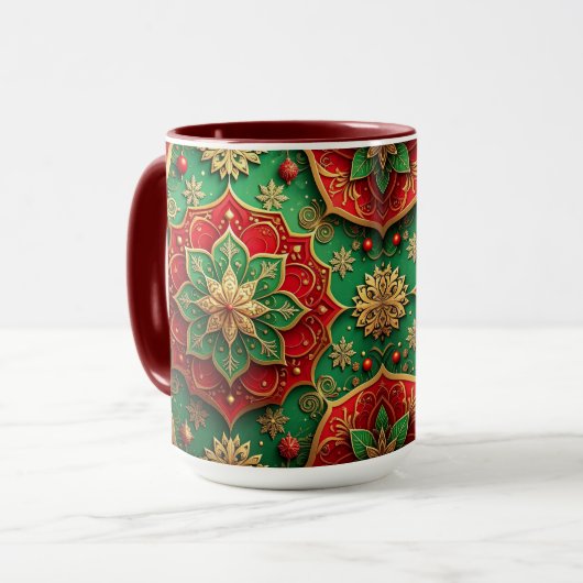 Red Green Decorative Holiday Mug マグカップ (正面左)