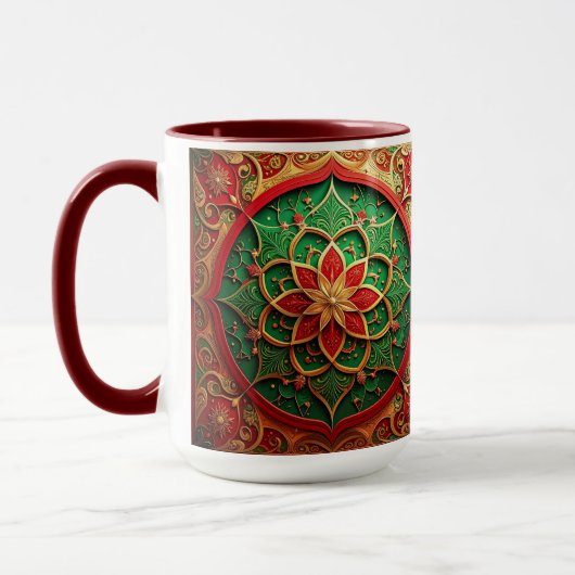 Red Green Decorative Holiday Mug マグカップ (左)