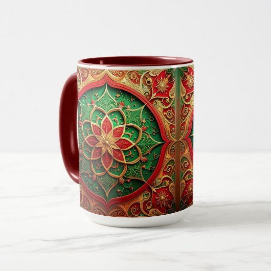 Red Green Decorative Holiday Mug マグカップ (正面左)