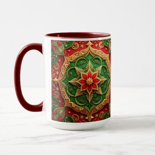Red Green Decorative Holiday Mug マグカップ (左)