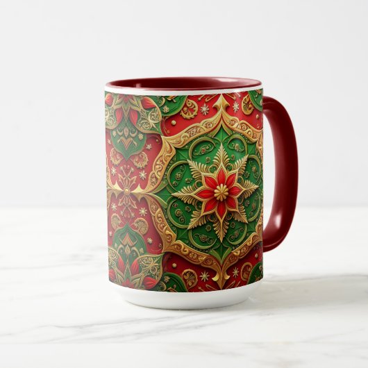 Red Green Decorative Holiday Mug マグカップ (正面右)