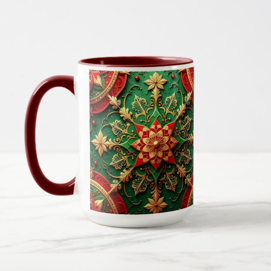 Red Green Decorative Holiday Mug マグカップ (左)