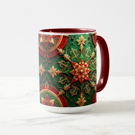 Red Green Decorative Holiday Mug マグカップ (正面右)